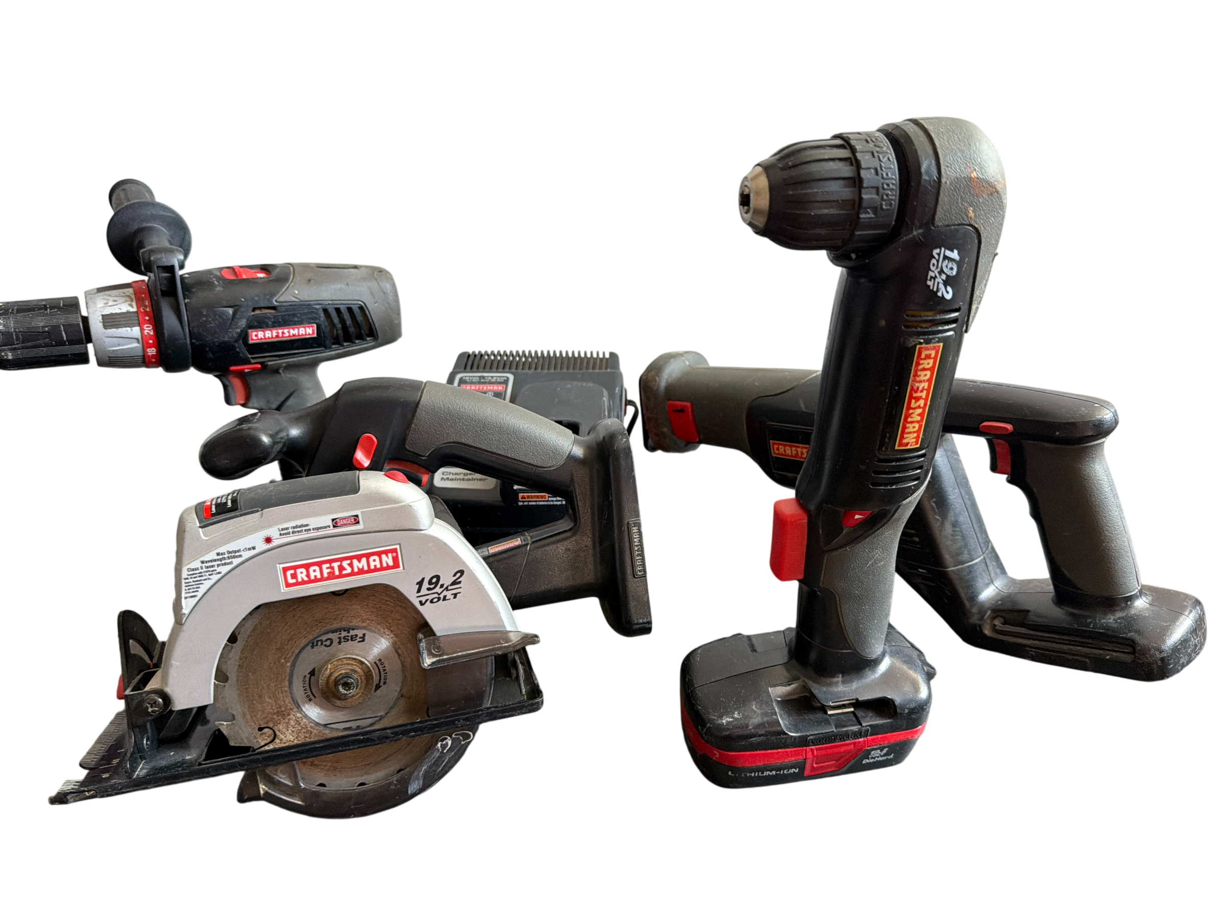 Set de Herramientas Inalámbricas Craftsman 19.2V – Taladro, Sierra Circular, Sierra Sable y Taladro Angular + Batería y Cargador