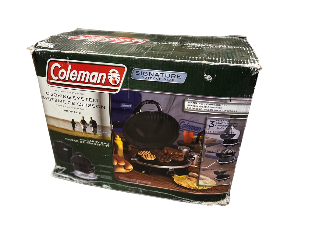Used Coleman Cooking System Propane Instastart Grill with Carry Bag