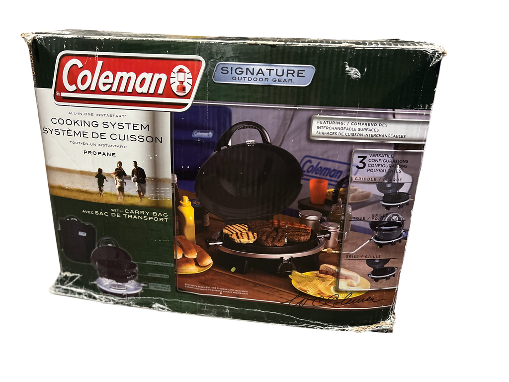 Used Coleman Cooking System Propane Instastart Grill with Carry Bag