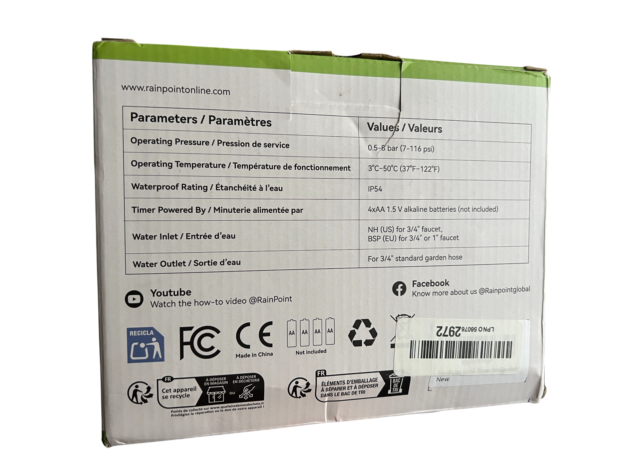 RainPoint Timer de Riego Inteligente de 2 Zonas con Hub